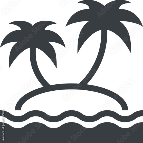 paradise island flat line web icon concept