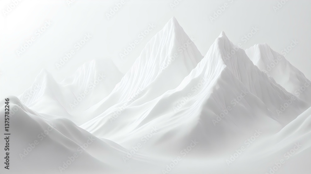 Stunning minimalist white snow-capped mountains under soft light, creating a serene and tranquil atmosphere in a dreamlike landscape. Stunning minimalist white snow-capped mountains under soft light, creating a serene and tranquil atmosphere in a dreamlike landscape.