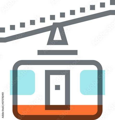 cableway flat line web icon concept