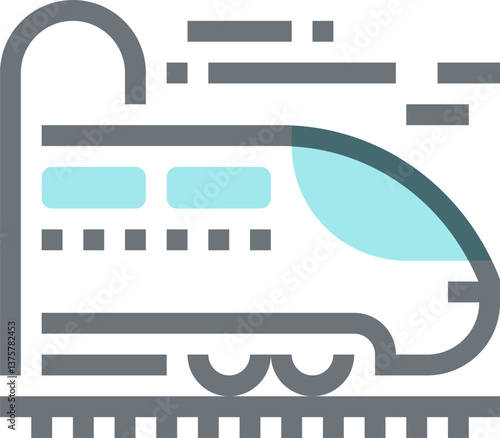 railroad trip flat line web icon concept