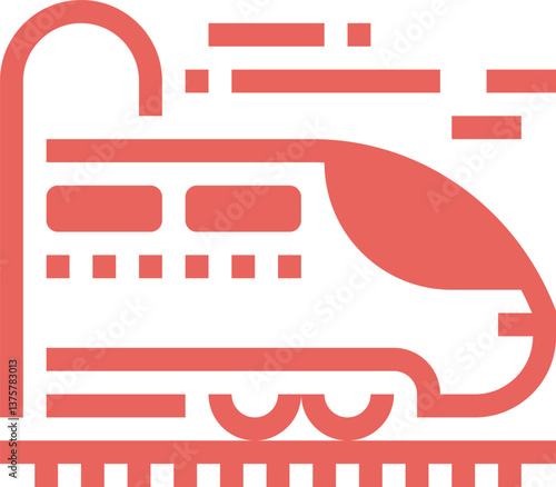 railroad trip flat line web icon concept