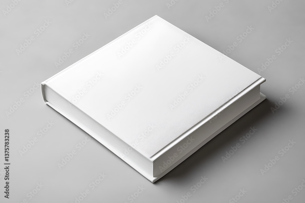 Blank White Hardcover Book Mockup CloseUp Isolated Against Neutral Gray Background Blank White Hardcover Book Mockup CloseUp Isolated Against Neutral Gray Background