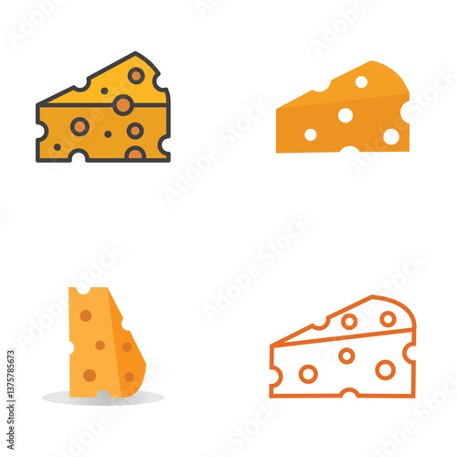 Cheese vector icon isolated. Flat yellow milk food symbol, Logo triangle block cheese illustration.