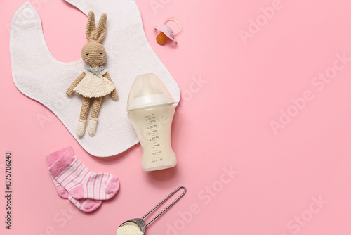 Bottle with baby milk formu...