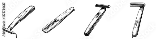 Different styles of manual shaving tools displayed in a row showcasing their unique designs and functions for grooming enthusiasts