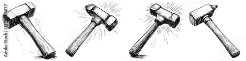 Various hammer illustrations showcasing different angles and styles for design and craft purposes