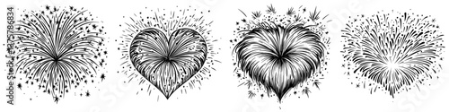 Creative heart-shaped fireworks display at a festival celebrating love and joy in the evening sky