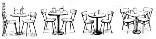 Tables and chairs set up for dining in a cozy cafe environment during the daytime