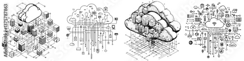 Exploring digital cloud networks with interconnected data systems in modern technology