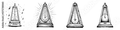 Historical evolution of metronomes illustrating different designs and styles throughout the years