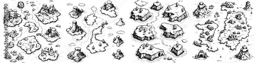 Detailed map of fictional islands showcasing diverse landscapes and terrain features across a large expanse