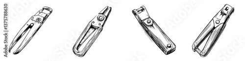 Various styles of nail clippers displayed on a neutral background, showcasing their design and functionality