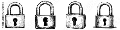 Various styles of locks displayed showcasing different designs in a clear layout