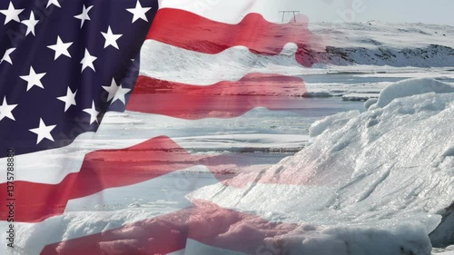 Wallpaper Mural Timelapse of melting glaciers with US flag Torontodigital.ca