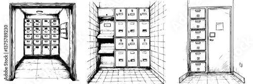 Locker area in a hallway with multiple compartments in a school setting during daytime