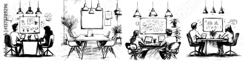 Creative brainstorming session in a modern workspace showcasing collaboration and innovative ideas at midday