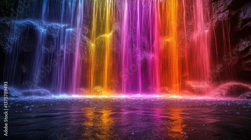 Wallpaper Mural Colorful Waterfall Cascading in Nature Torontodigital.ca