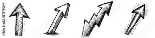 Various upward arrow illustrations depicting growth and progress in abstract style