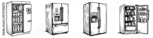 Different styles of refrigerators showcasing various designs and functions for kitchen home use