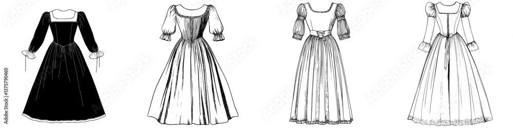 Fototapeta premium Traditional dress designs on a white background showcasing elegance and cultural essence