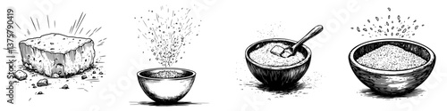 Illustration of various sugars and their forms showcasing the versatility of sweeteners in culinary uses