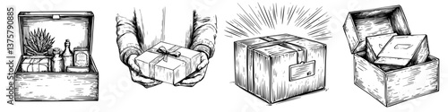 Gift boxes arranged artistically showcasing thoughtful presents in various styles and sizes