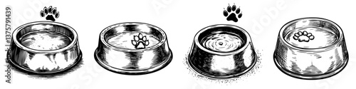 Empty pet bowls waiting for food and water in a cozy home setting during a quiet afternoon