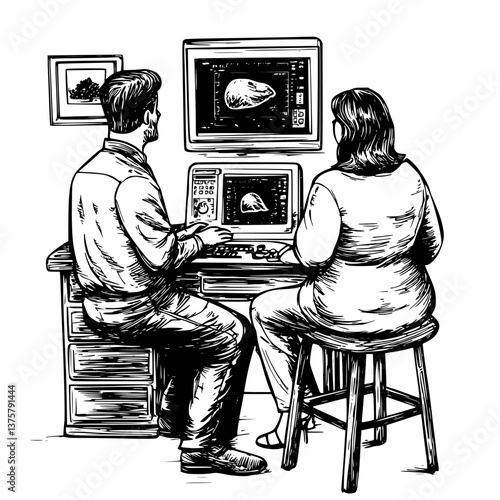 Two people working together on computer graphics tasks in a cozy workspace during daylight hours