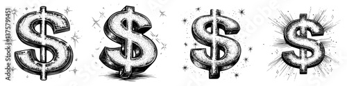 Stylized dollar signs illustrating wealth and prosperity in a creative design for financial themes