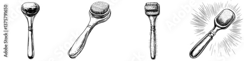 Different types of facial rollers displayed in a creative arrangement showcasing skincare tools