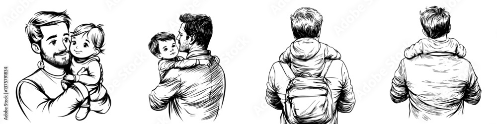 Father embracing child in a loving moment during an outdoor walk in the park on a sunny afternoon Father embracing child in a loving moment during an outdoor walk in the park on a sunny afternoon