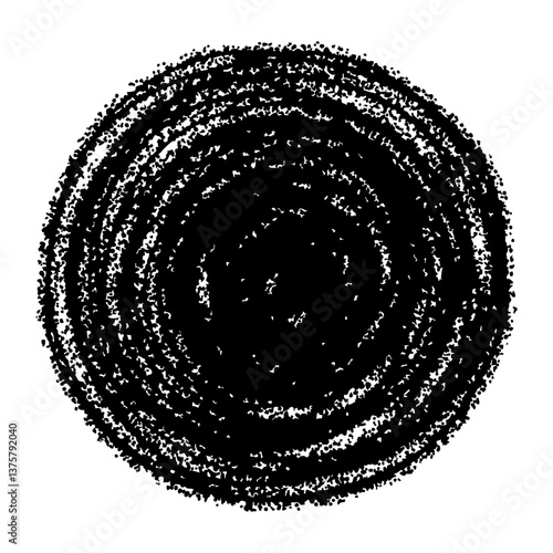 渦巻の丸い闇の手描き線画アイコン 複数の線が重なったモノクロのベクターイラスト