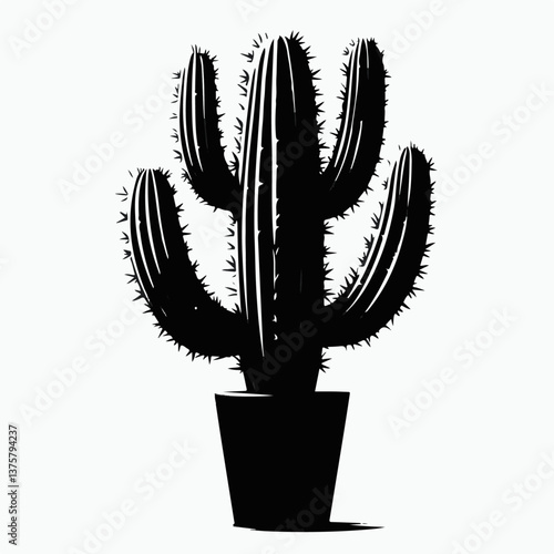 Cactus silhouette, Cactus vector