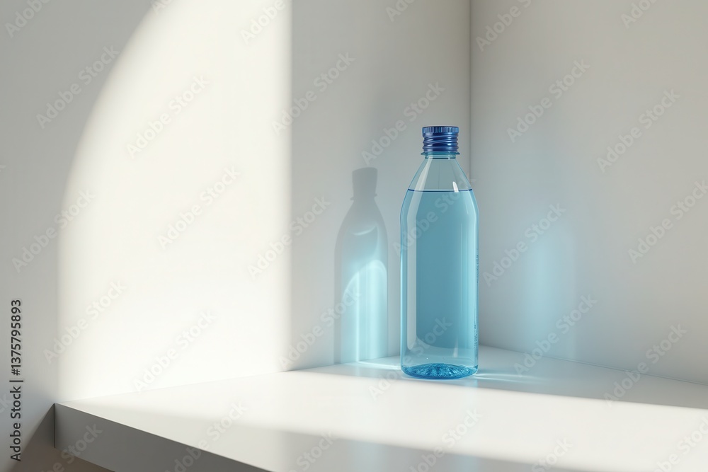 Minimalist water bottle on white surface Minimalist water bottle on white surface