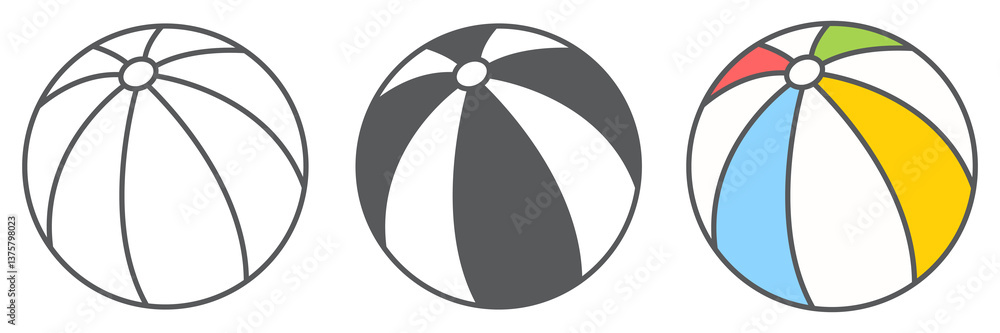 Beach ball icon collection, toy and tourism, beachball vector icon set, vector graphics, editable stroke outline sign, eps 10. Beach ball icon collection, toy and tourism, beachball vector icon set, vector graphics, editable stroke outline sign, eps 10.