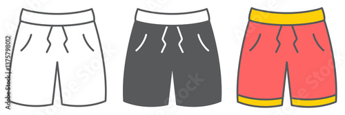 Swimming trunks icon collection, summer and beach, swimming shorts vector icon set, vector graphics, editable stroke outline sign, eps 10