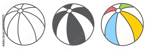 Beach ball icon collection, toy and tourism, beachball vector icon set, vector graphics, editable stroke outline sign, eps 10.