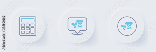 Free Download Set line Square root of x glyph, and Calculator icon. Vector - GFXLoad