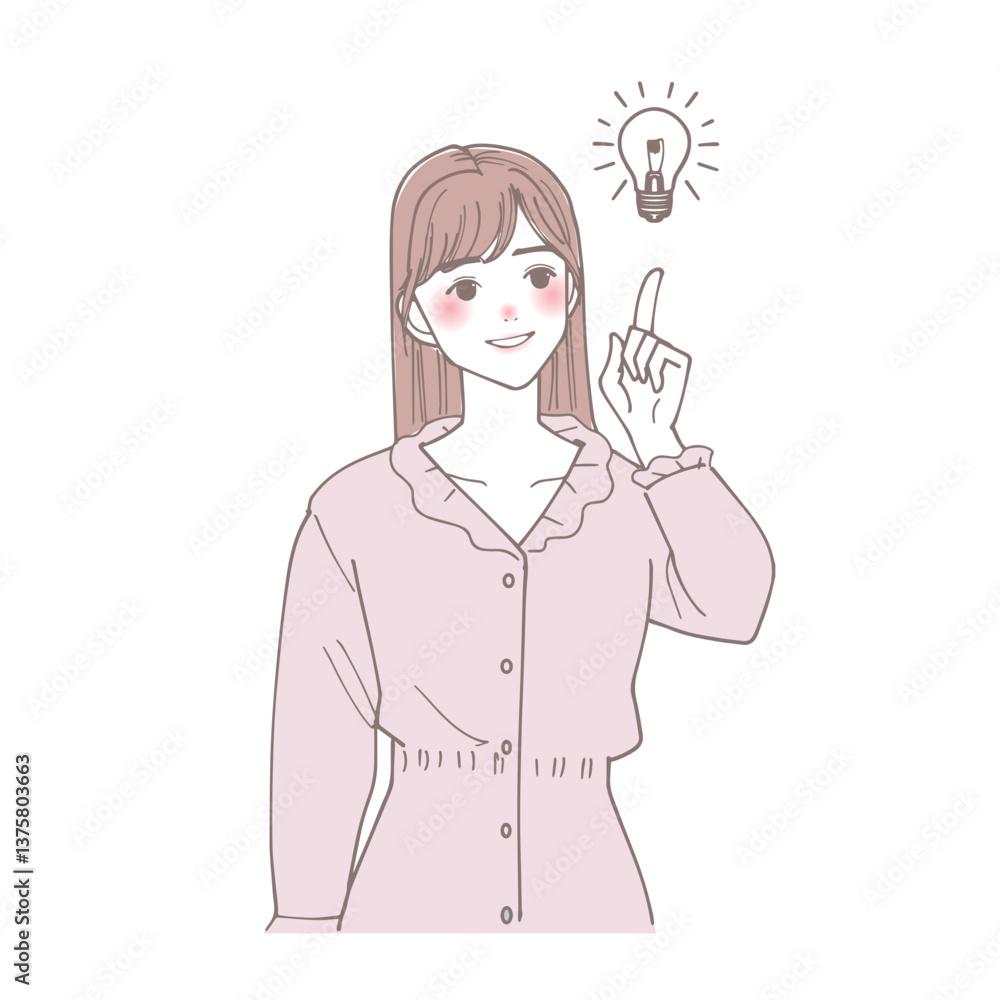 何かを思いついた女性のイラスト 何かを思いついた女性のイラスト