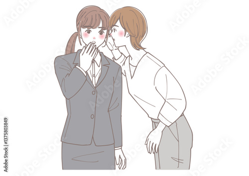 内緒話をしている女性たちのイラスト