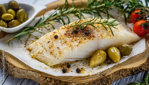 Gourmet Codfish Fillet with Mediterranean Accompaniments