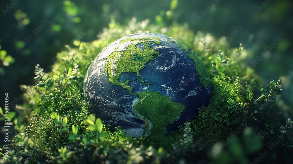 Beautiful earth globe surrounded by green foliage, symbolizing nature conservation, sustainability, and environmental stewardship. Beautiful earth globe surrounded by green foliage, symbolizing nature conservation, sustainability, and environmental stewardship.