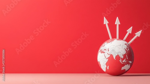 Global Growth: A conceptual depiction of global expansion and interconnectedness, featuring a globe from which arrows symbolizing growth and development project outwards against a vibrant backdrop.