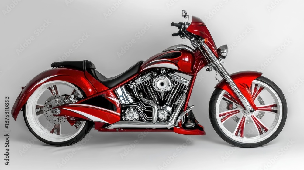 Custom Red Motorcycle with Unique Design and Sleek Finish Custom Red Motorcycle with Unique Design and Sleek Finish