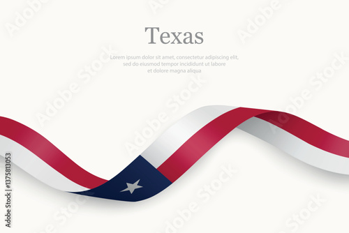 Texas Flag on Waving Ribbon. State of United States