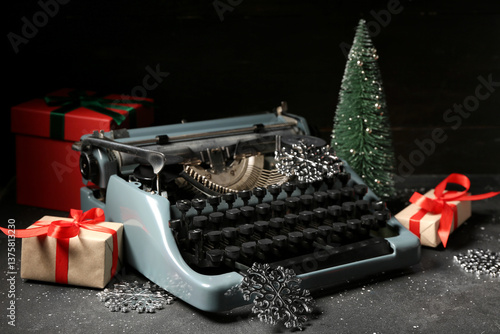 Vintage typewriter with chr...