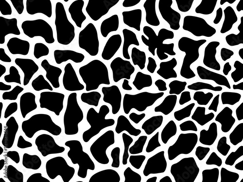 Hand drawn giraffe pattern background with black, Animal skin print, Seamless illustration