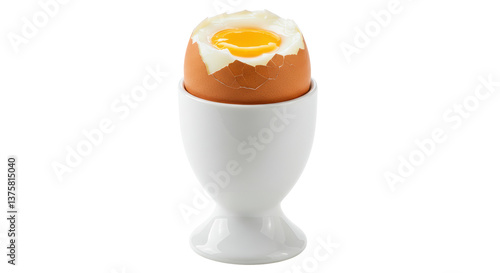 Photos Isolated Soft Boiled Egg in White Egg Cup