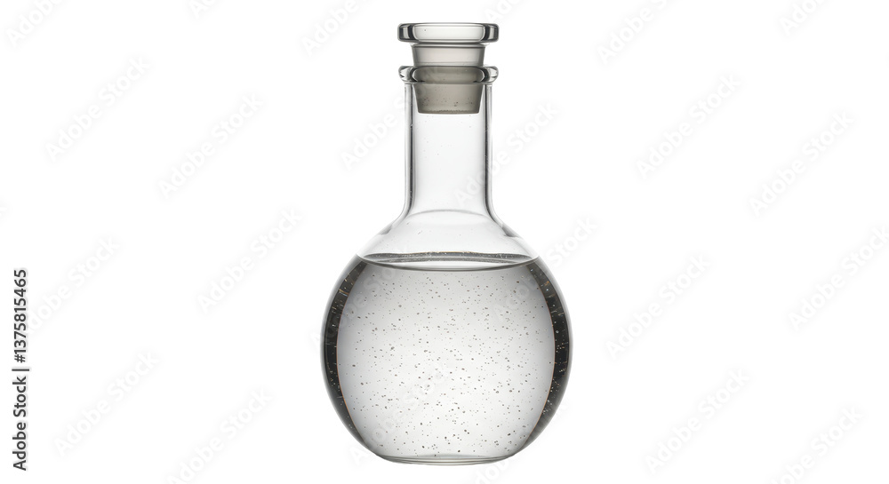 Isolated Round Bottom Flask with Clear Liquid Isolated Round Bottom Flask with Clear Liquid