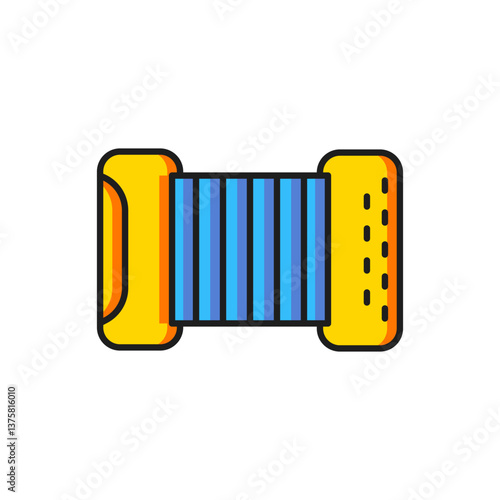 Color Musical instrument accordion icon isolated on white background. Classical bayan, harmonic. Flat filled outline style with shadow. Vector